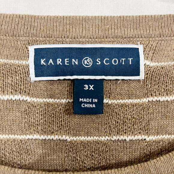 NEW Karen Scott Brown & White Geometric Knit Pullover Sweater - Size 3X - Picture 5 of 8